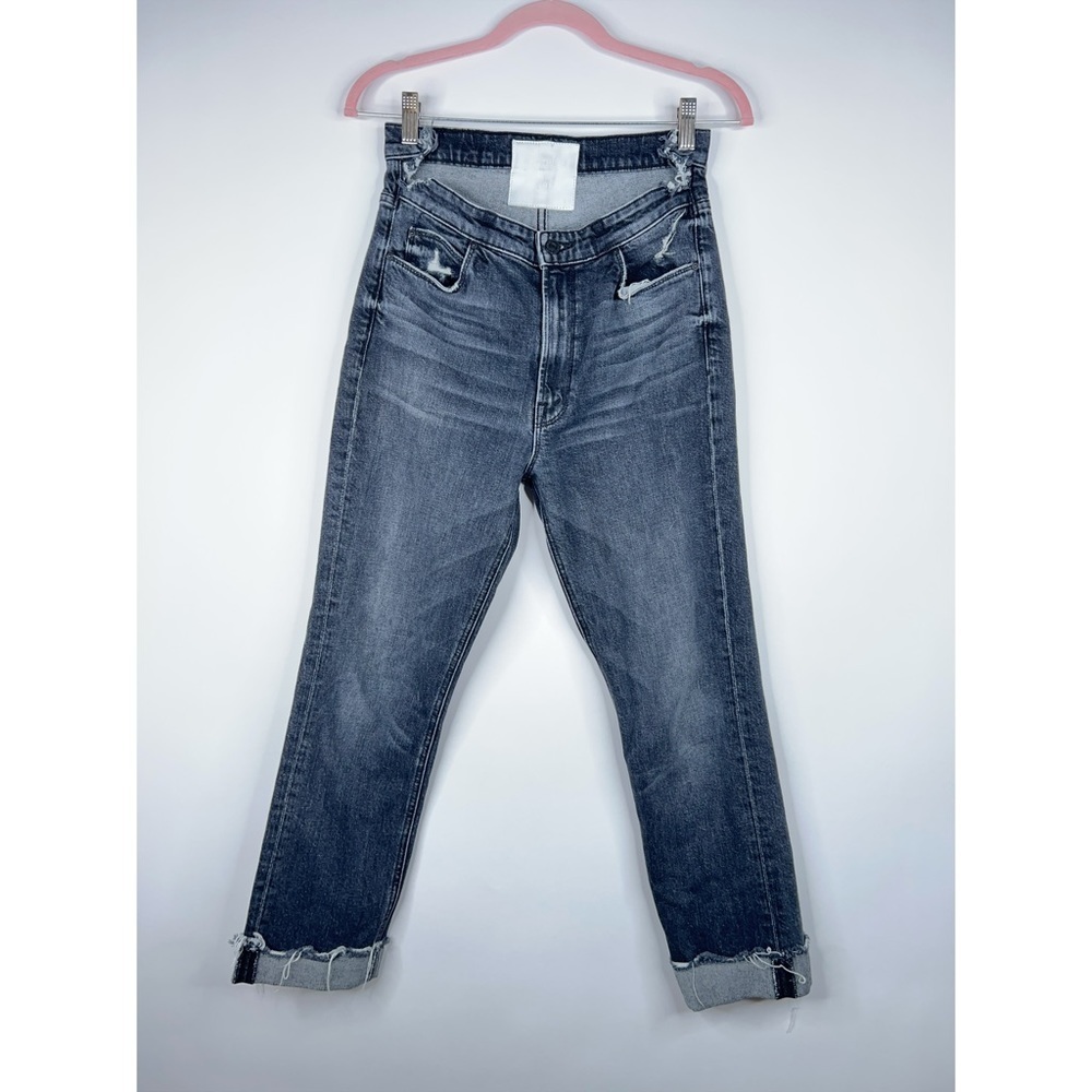 Mother Dazzler Shift Chew Of Cats And Kings Charcoal Gray High Rise Fray Size 27